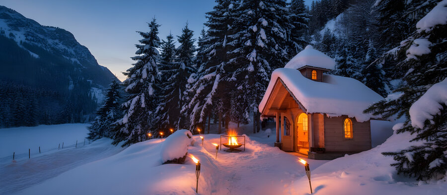Winterliche Kapelle beim Adventweg in Untertauern